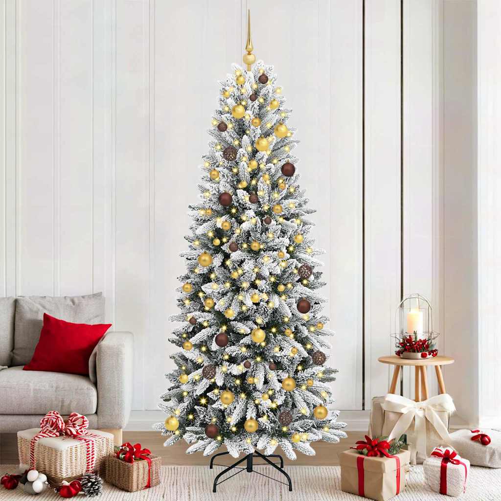 vidaXL Künstlicher Weihnachtsbaum mit 300 LEDs mit Ständer Weiß 210 cm