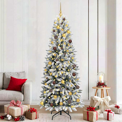 vidaXL Künstlicher Weihnachtsbaum mit 300 LEDs mit Ständer Weiß 210 cm