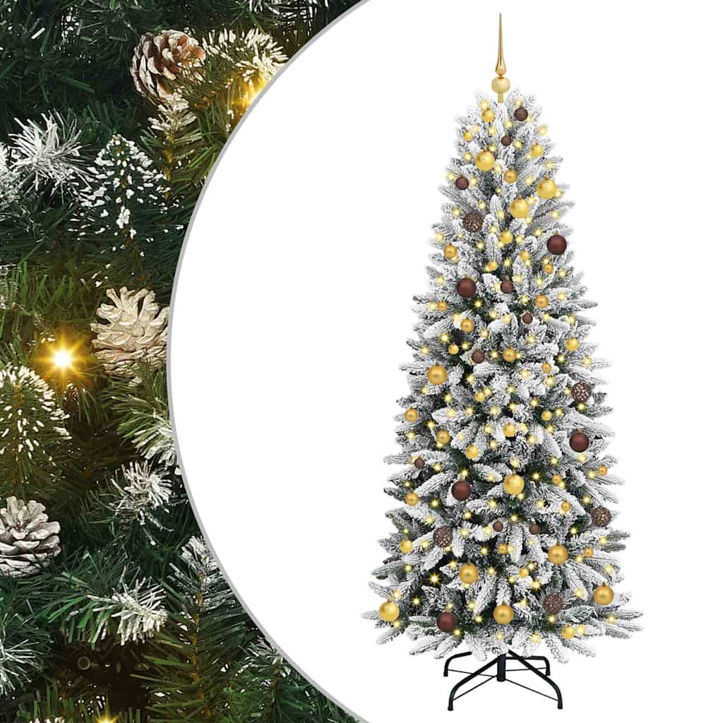 vidaXL Künstlicher Weihnachtsbaum mit 300 LEDs mit Ständer Weiß 210 cm