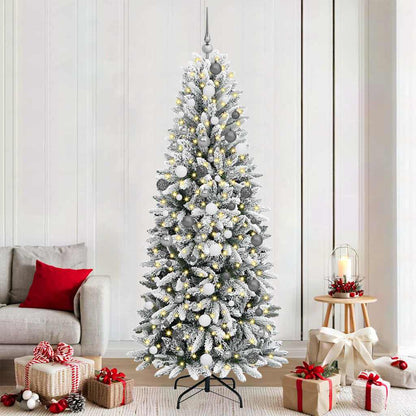 vidaXL Sapin de Noël artificiel avec 300 LED et support Blanc 210 cm