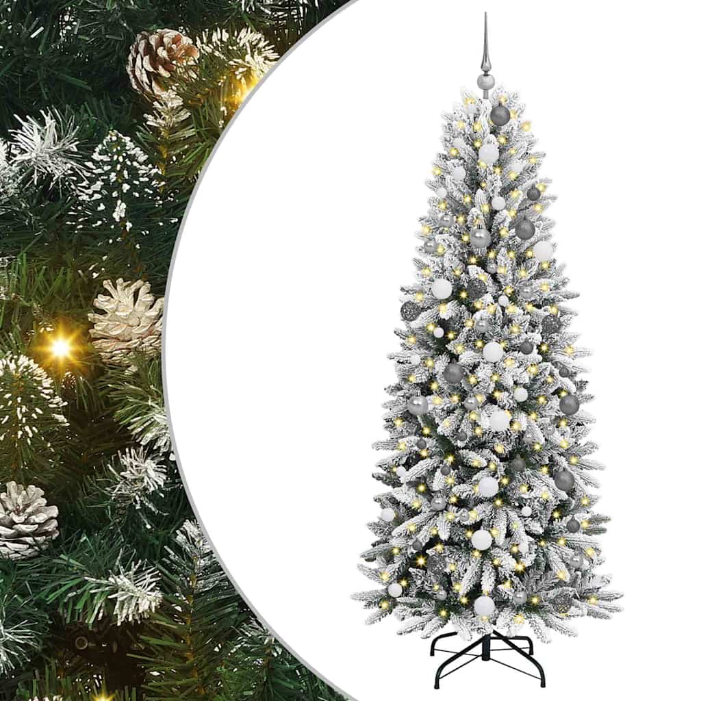 vidaXL Sapin de Noël artificiel avec 300 LED et support Blanc 210 cm