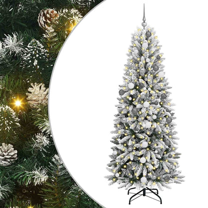 vidaXL Sapin de Noël artificiel avec 300 LED et support Blanc 210 cm