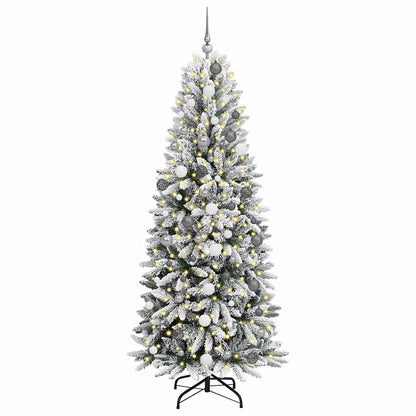 vidaXL Sapin de Noël artificiel avec 300 LED et support Blanc 210 cm