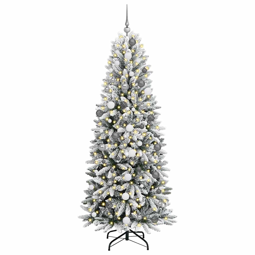 vidaXL Sapin de Noël artificiel avec 300 LED et support Blanc 210 cm