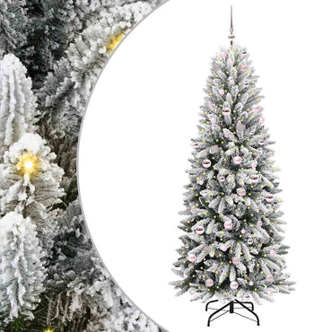 vidaXL Künstlicher Weihnachtsbaum mit 300 LEDs mit Ständer Weiß 210 cm