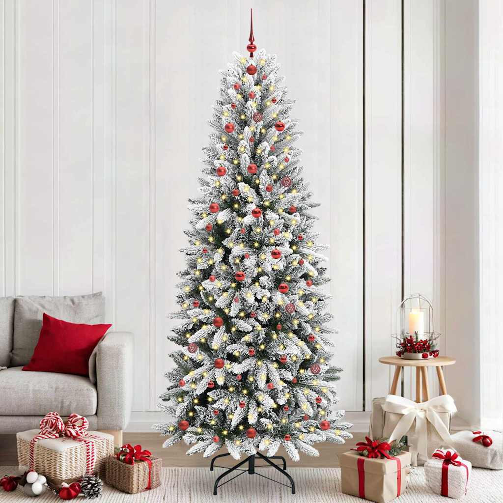 vidaXL Sapin de Noël artificiel avec 300 LED avec support Blanc 240 cm
