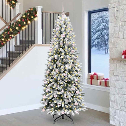 vidaXL Sapin de Noël artificiel avec 300 LED avec support Blanc 240 cm