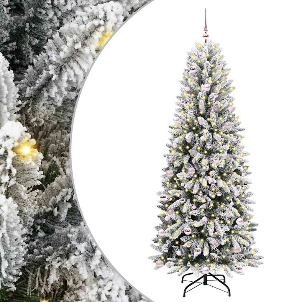 vidaXL Sapin de Noël artificiel avec 300 LED avec support Blanc 240 cm
