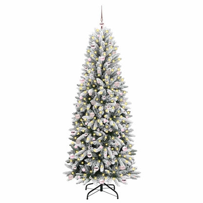 vidaXL Sapin de Noël artificiel avec 300 LED avec support Blanc 240 cm
