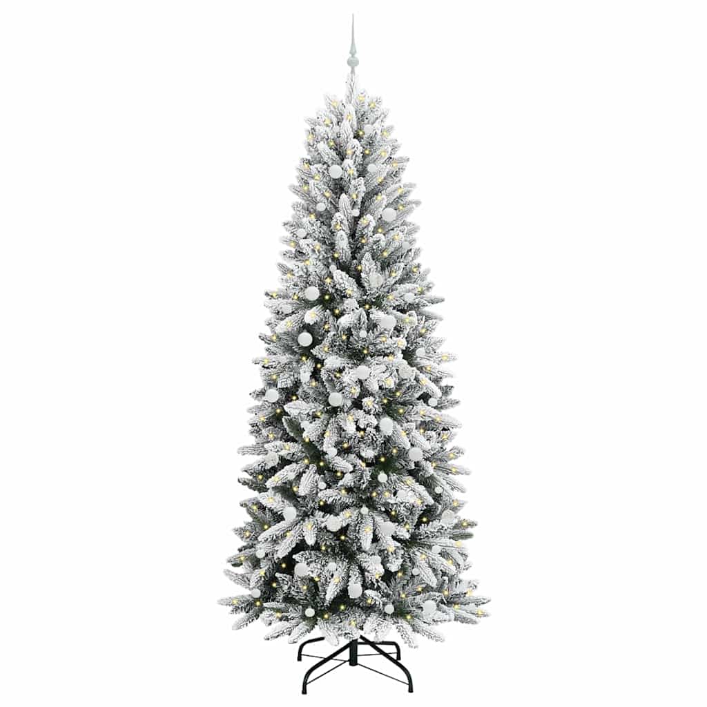 vidaXL Sapin de Noël artificiel avec 300 LED avec support Blanc 240 cm