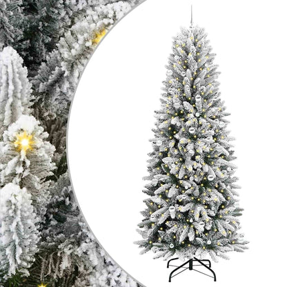 vidaXL Sapin de Noël artificiel avec 300 LED avec support Blanc 240 cm