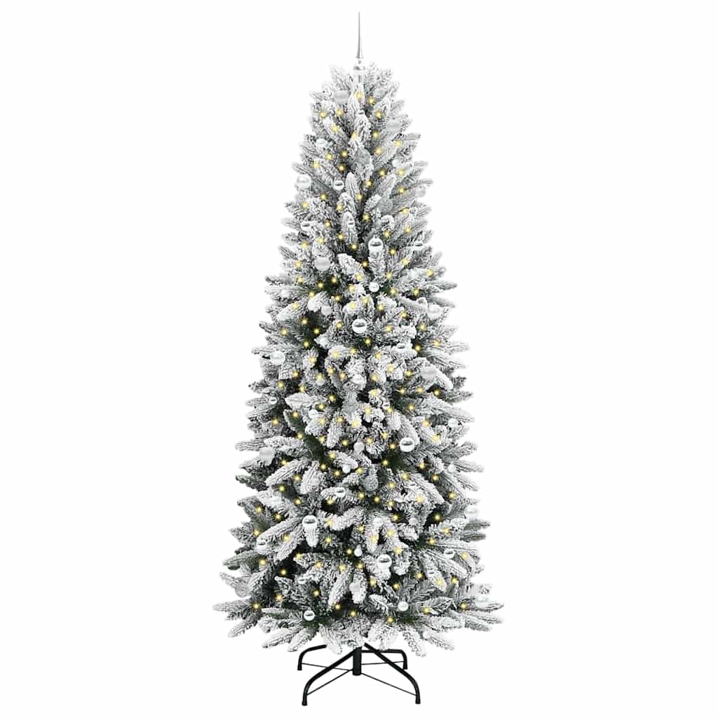 vidaXL Sapin de Noël artificiel avec 300 LED avec support Blanc 240 cm
