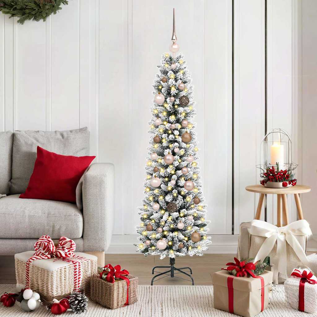 vidaXL Künstlicher Weihnachtsbaum mit 150 LEDs mit Ständer Weiß 150 cm