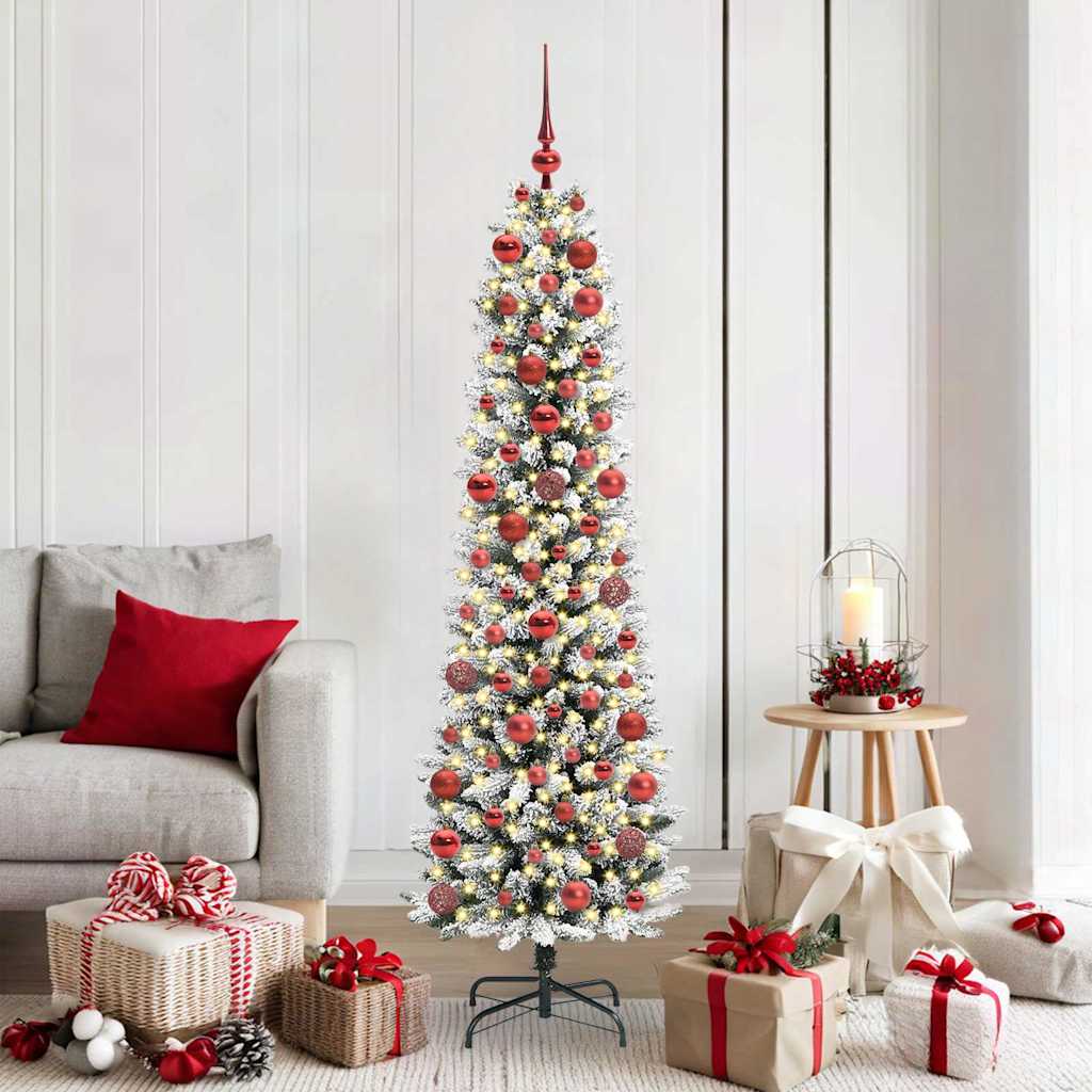 vidaXL Sapin de Noël artificiel avec 300 LED et support Blanc 180 cm
