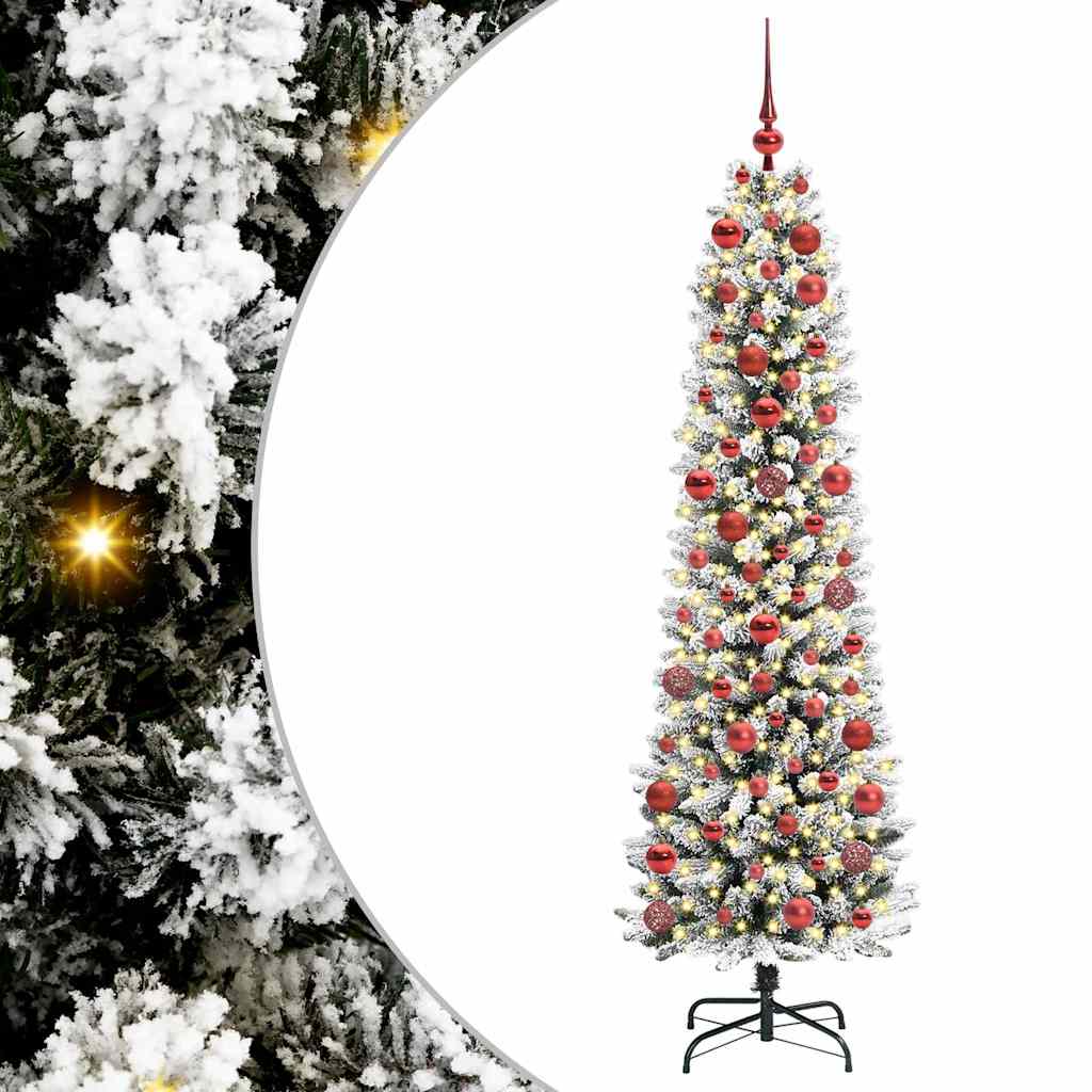 vidaXL Sapin de Noël artificiel avec 300 LED et support Blanc 180 cm