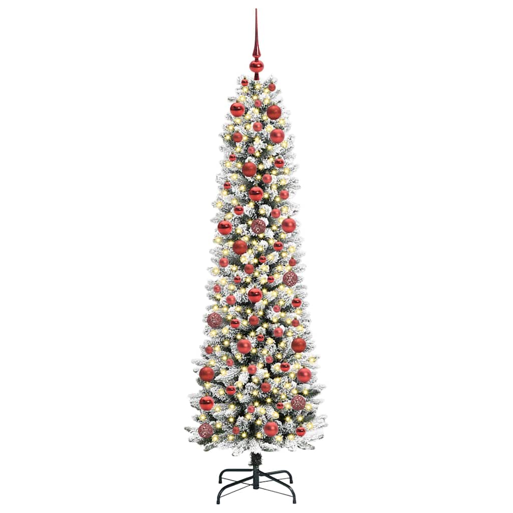 vidaXL Sapin de Noël artificiel avec 300 LED et support Blanc 180 cm