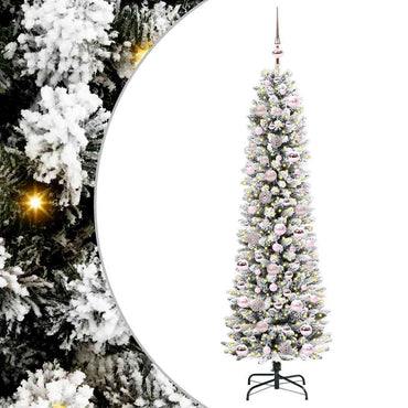 vidaXL Sapin de Noël artificiel avec 300 LED et support Blanc 180 cm