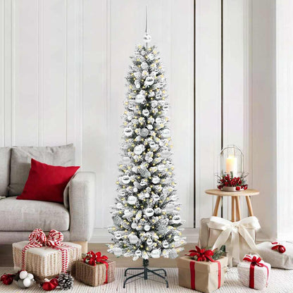 vidaXL Sapin de Noël artificiel avec 300 LED et support Blanc 180 cm
