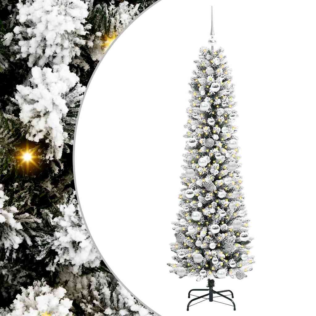 vidaXL Sapin de Noël artificiel avec 300 LED et support Blanc 180 cm