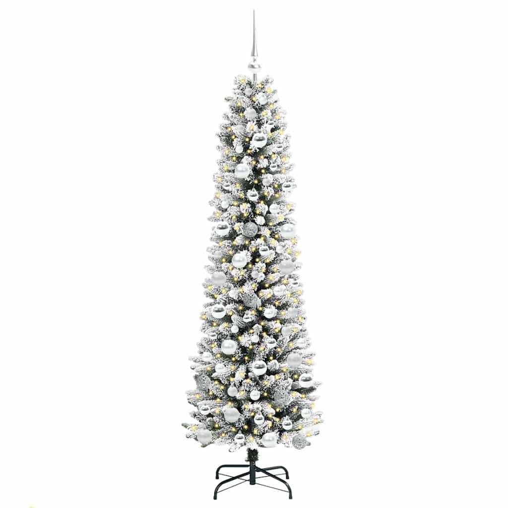 vidaXL Sapin de Noël artificiel avec 300 LED et support Blanc 180 cm