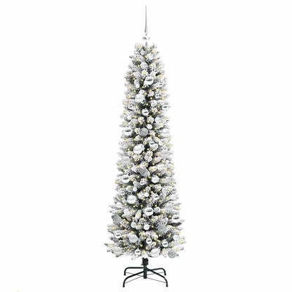 vidaXL Sapin de Noël artificiel avec 300 LED et support Blanc 180 cm