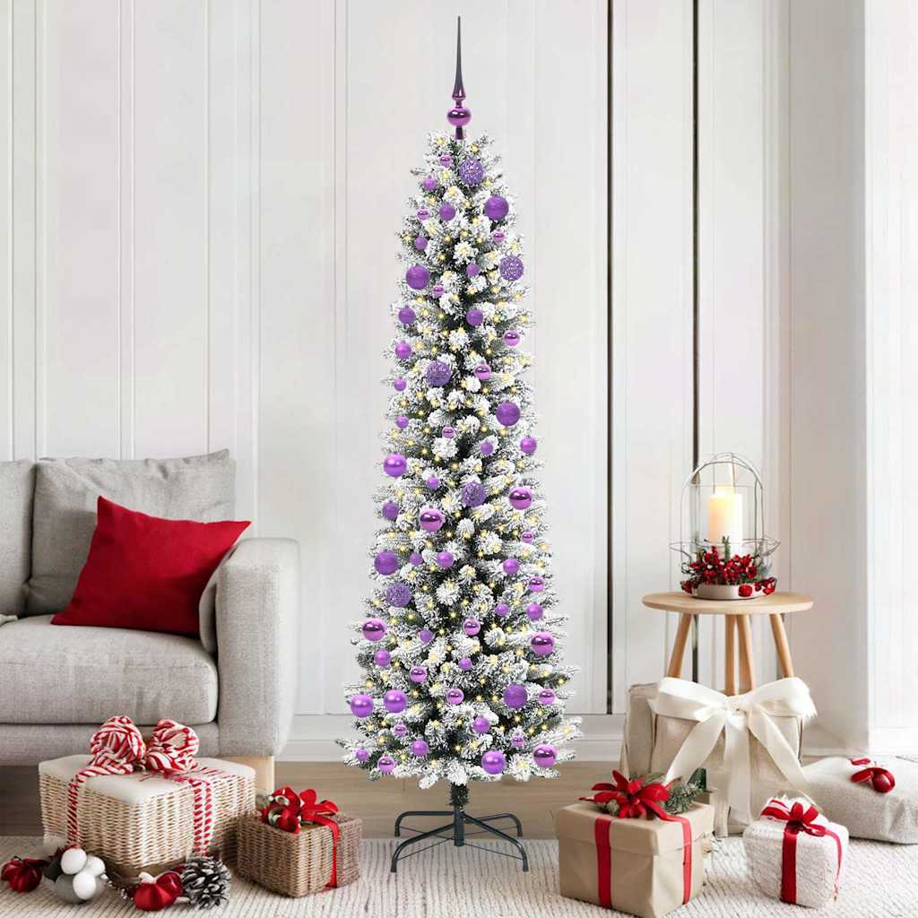 vidaXL Sapin de Noël artificiel avec 300 LED et support Blanc 180 cm