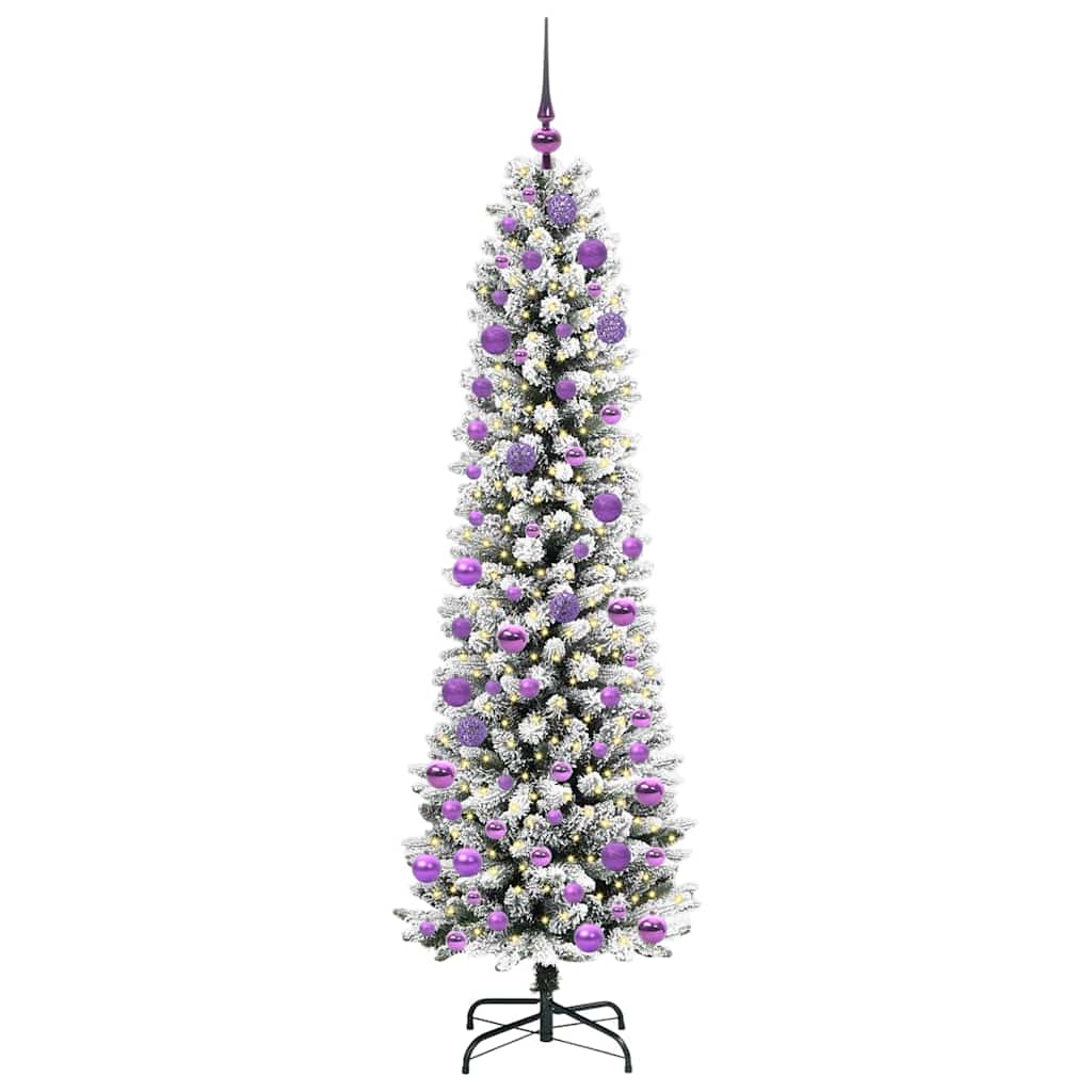 vidaXL Sapin de Noël artificiel avec 300 LED et support Blanc 180 cm