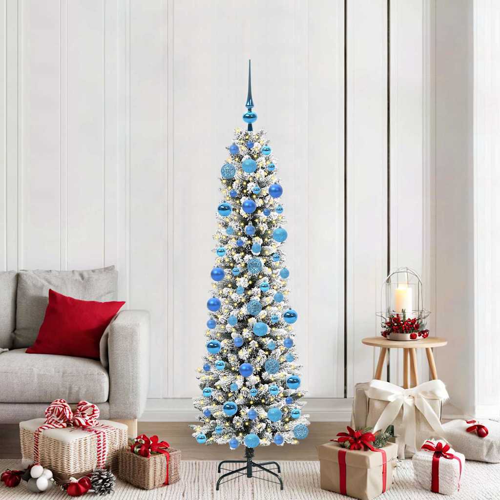vidaXL Sapin de Noël artificiel avec 300 LED et support Blanc 180 cm