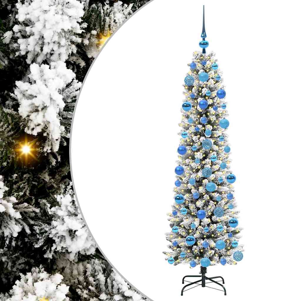 vidaXL Sapin de Noël artificiel avec 300 LED et support Blanc 180 cm