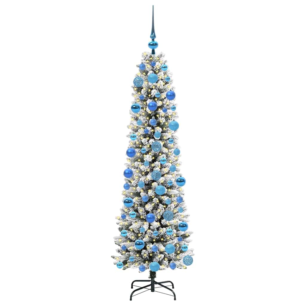 vidaXL Sapin de Noël artificiel avec 300 LED et support Blanc 180 cm