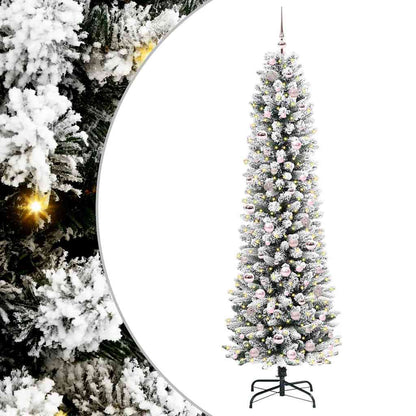 vidaXL Sapin de Noël artificiel avec 300 LED et support Blanc 210 cm