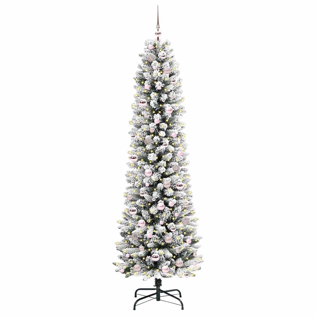vidaXL Sapin de Noël artificiel avec 300 LED et support Blanc 210 cm