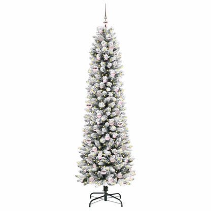 vidaXL Sapin de Noël artificiel avec 300 LED et support Blanc 210 cm