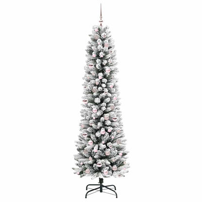 vidaXL Sapin de Noël artificiel avec 300 LED et support Blanc 210 cm