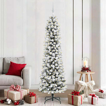 vidaXL Sapin de Noël artificiel avec 300 LED et support Blanc 210 cm