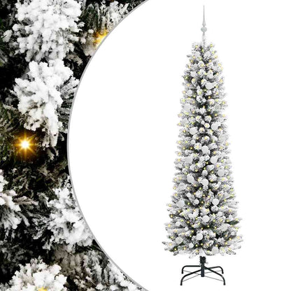 vidaXL Sapin de Noël artificiel avec 300 LED et support Blanc 210 cm