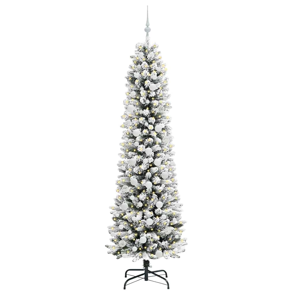 vidaXL Sapin de Noël artificiel avec 300 LED et support Blanc 210 cm
