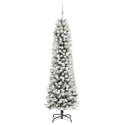 vidaXL Sapin de Noël artificiel avec 300 LED et support Blanc 210 cm