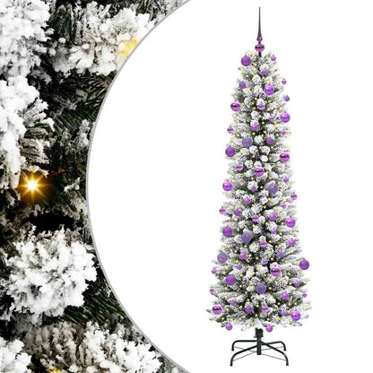 vidaXL Sapin de Noël artificiel avec 300 LED et support Blanc 210 cm