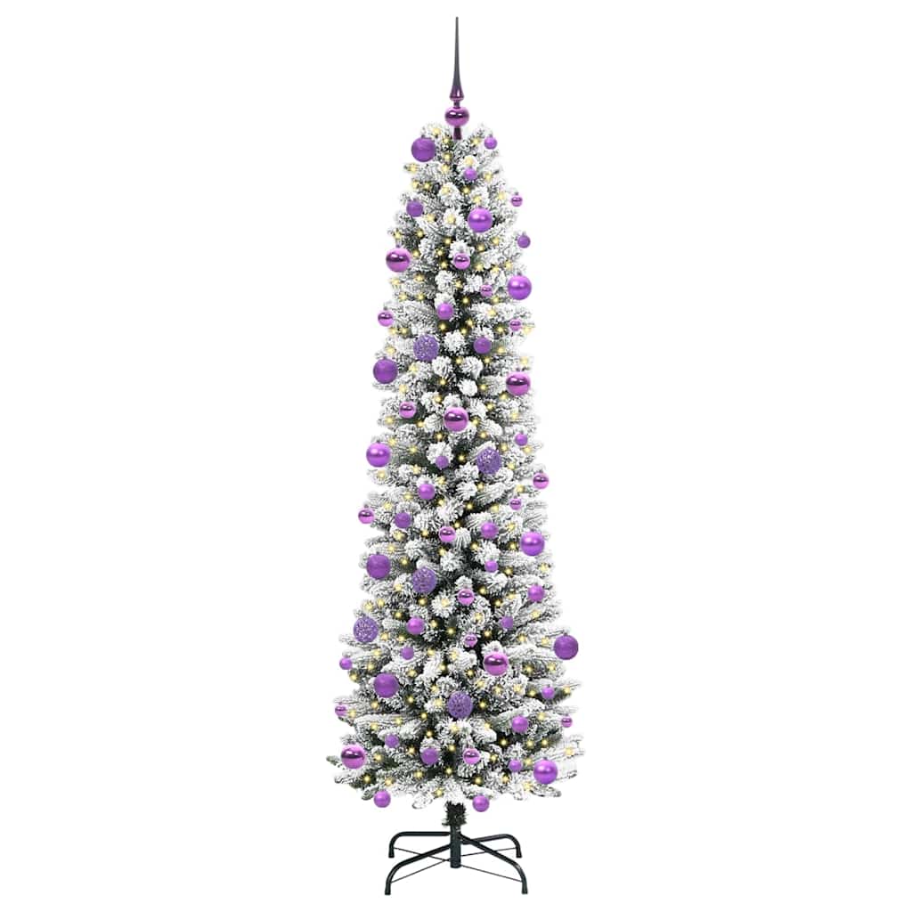 vidaXL Sapin de Noël artificiel avec 300 LED et support Blanc 210 cm