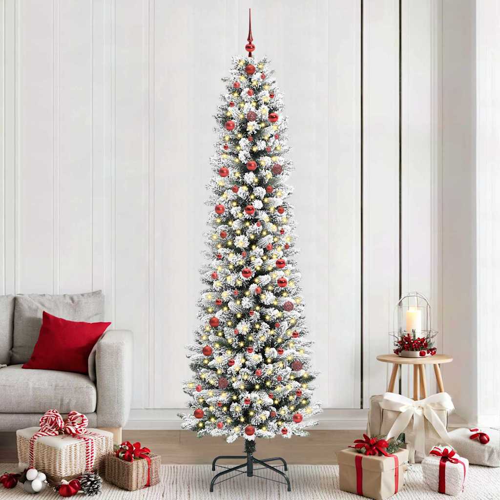 vidaXL Künstlicher Weihnachtsbaum mit 300 LEDs mit Ständer Weiß 240 cm