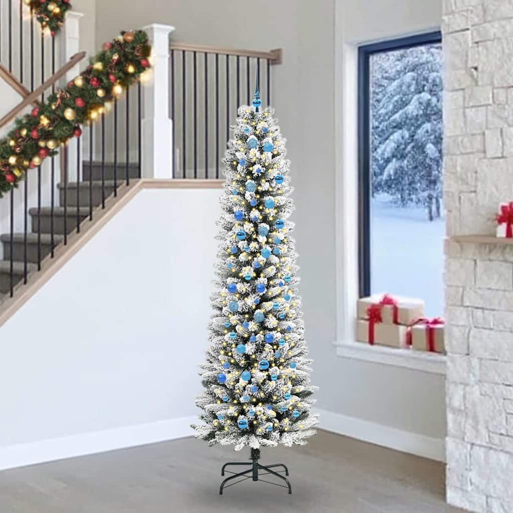 vidaXL Sapin de Noël artificiel avec 300 LED avec support Blanc 240 cm