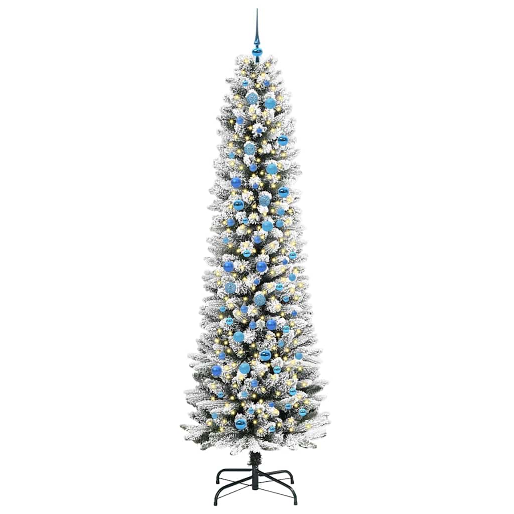 vidaXL Sapin de Noël artificiel avec 300 LED avec support Blanc 240 cm
