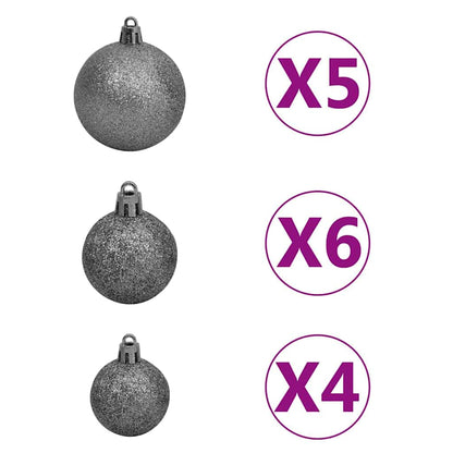 vidaXL Künstlicher beleuchteter Weihnachtsbaum mit Kugel-Set 120 cm