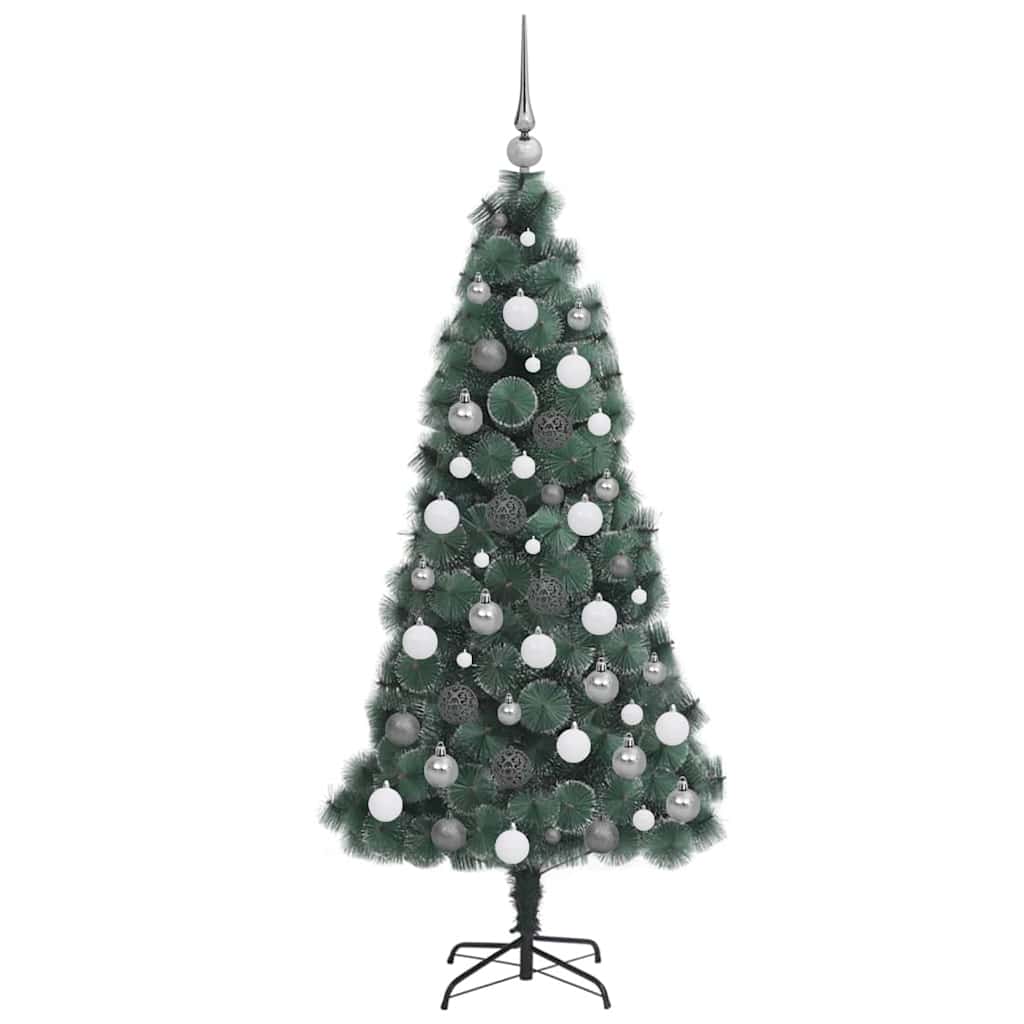 vidaXL Künstlicher beleuchteter Weihnachtsbaum mit Kugel-Set 120 cm