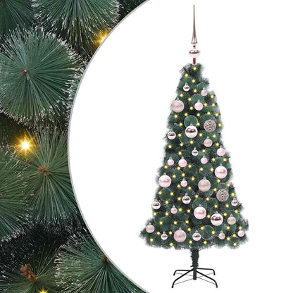 Künstlicher vorbeleuchteter Weihnachtsbaum mit Kugelset 120 cm