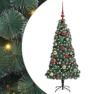 vidaXL Künstlicher vorbeleuchteter Weihnachtsbaum mit Kugelset 120 cm