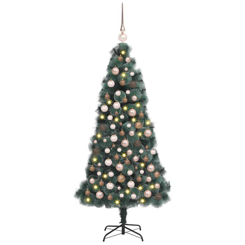 vidaXL Künstlicher vorbeleuchteter Weihnachtsbaum mit Kugelset 150 cm