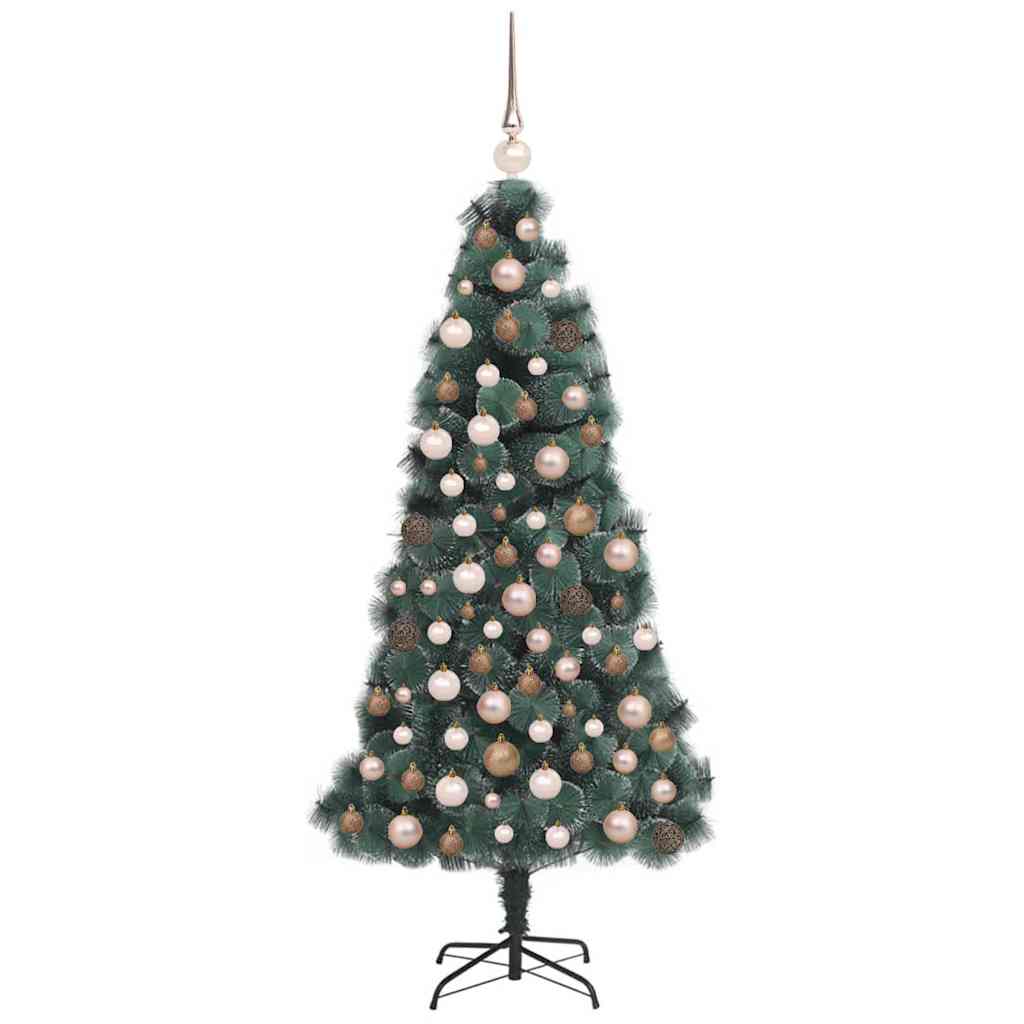 vidaXL Künstlicher vorbeleuchteter Weihnachtsbaum mit Kugelset 150 cm