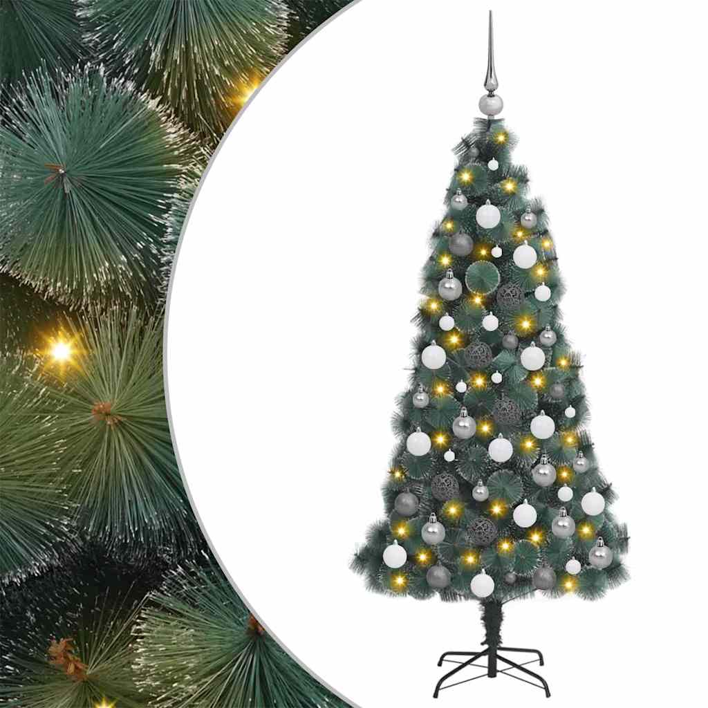 vidaXL Künstlicher vorbeleuchteter Weihnachtsbaum mit Ball-Set 150 cm